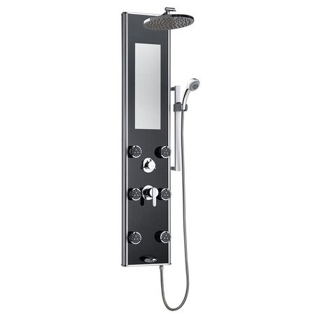 CHESTERFIELD Leilani Stainless Steel Shower Panel, Black Glass with Chrome Finish CH115474